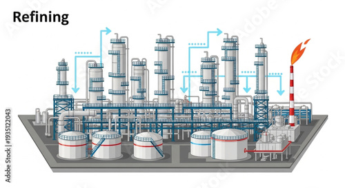 Oil Refinery Industrial Complex Facility.