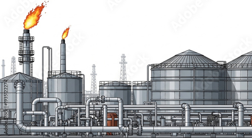 Oil Refinery Industrial Complex Facility.