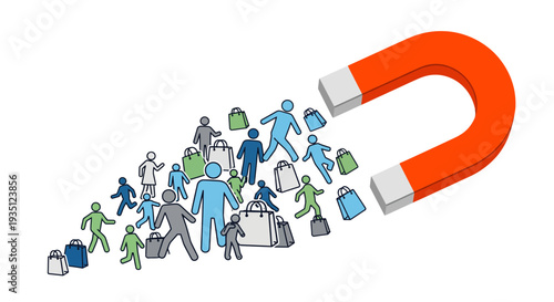 Customer Attraction Magnet Concept Illustration Marketing Strategy