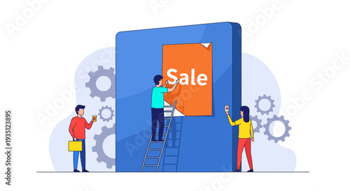 Marketing team updating a sale promotion