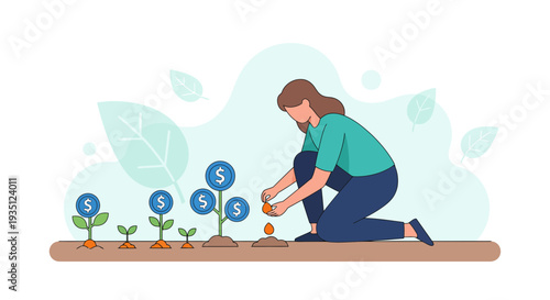 Financial Growth Investment Planting Money Trees Business Success Strategy