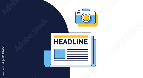 News media reporting photography flat vector icon
