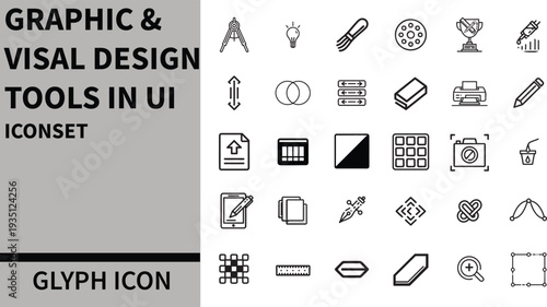 Graphic & Visual Design Tools in UI Icon Set – Essential Icons for Designers, Editors, and Creative Tools in User Interface