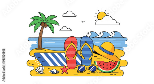 Vector beach summer vacation icons