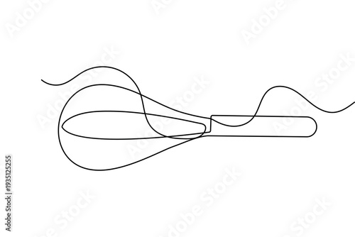 Balloon whisk continuous one line drawing minimalist style isolated outline vector illustration