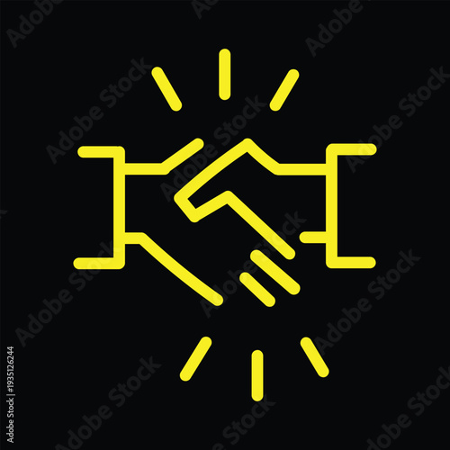 Handshake, partnership deal, corporate trust contract thin outline icon. Minimalist line sign two hands in hand shake. Vector isolated pictogram perfect for web and app or infographic editable stroke.