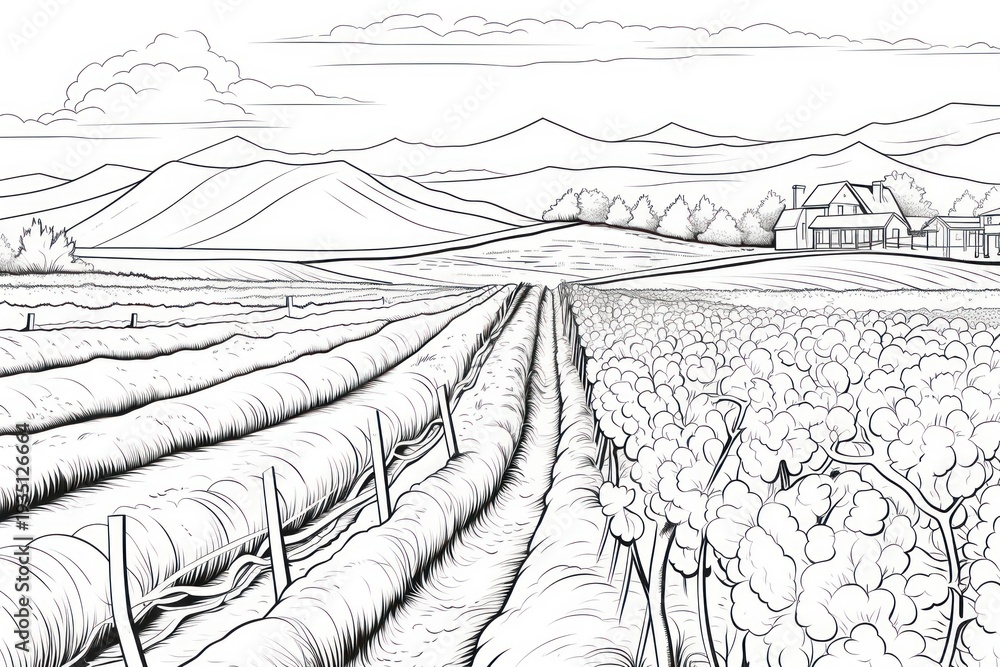 Obraz premium Vineyard sketch illustrated furniture.
