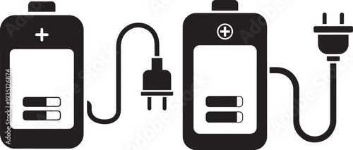 Battery charging concept silhouette graphic illustration