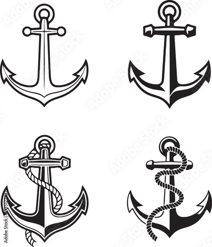 anchor symbols set vector illustration