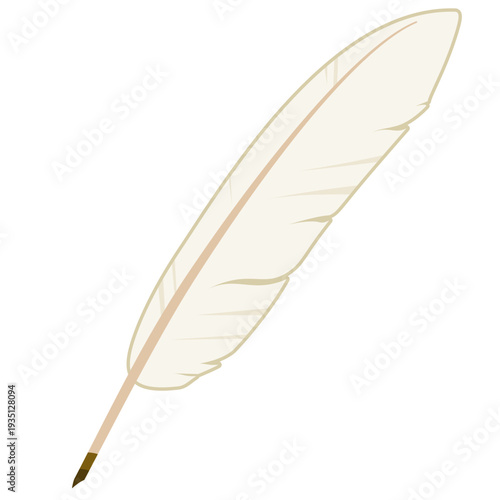 白い羽ペンのイラスト 線なし