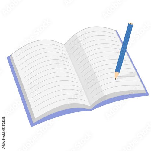 開かれたノートと鉛筆のイラスト