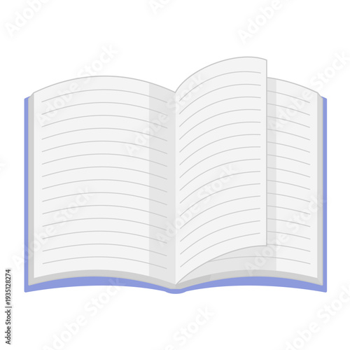 シンプルなページが捲れているノートのイラスト カラー 線なし