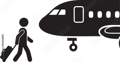 Airplane icon. Commercial aircraft. Plane. Passenger. Vector icon isolated on white background.