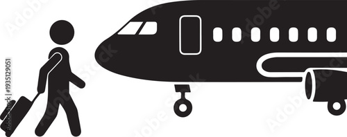 Airplane icon. Commercial aircraft. Plane. Passenger. Vector icon isolated on white background.