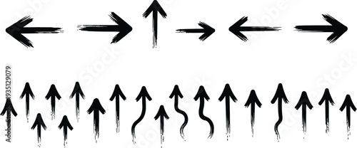 A collection of black arrows on a white background