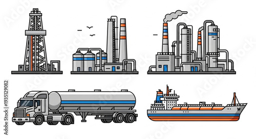 Oil Refinery Industrial Equipment Tanker.