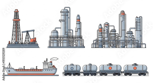 Oil Refinery Industrial Equipment Transportation.