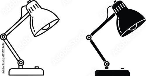 Illustration of two adjustable desk lamps