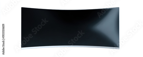 Front view of sleek modern curved monitor screen on white background showing calm minimal style technology for business workspace and gaming setup