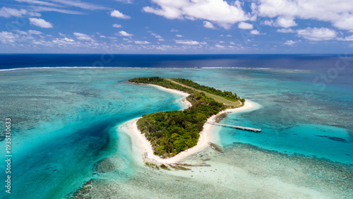 Canvastavla Aerial Drone View of Mystery Island, Vanuatu – Turquoise Lagoon, White Sandy Bea