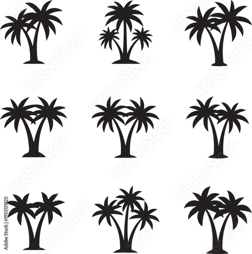 A palm tree silhouette set.