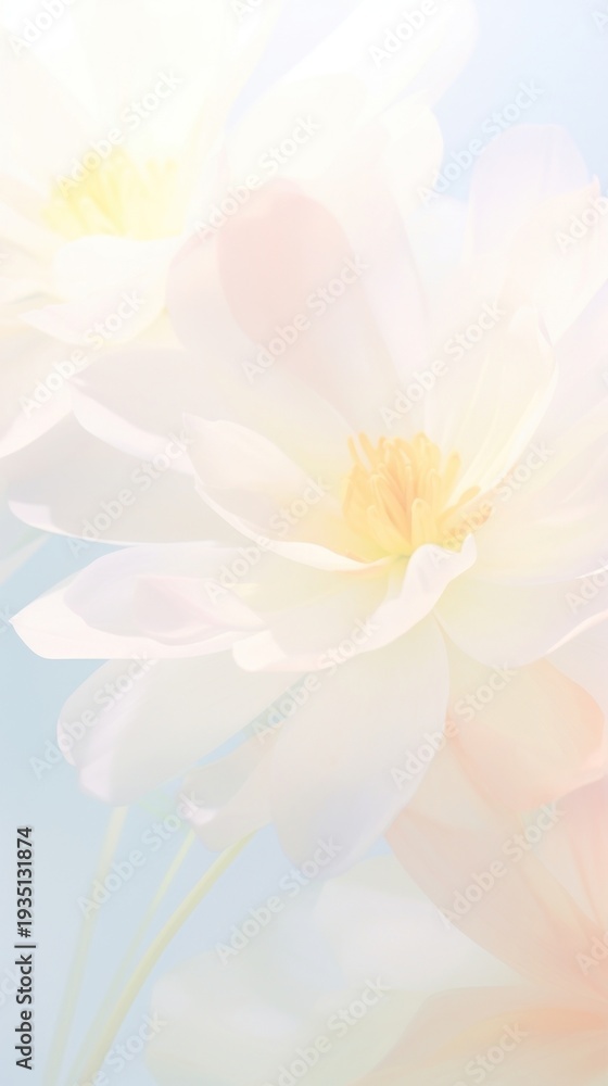 Fototapeta premium Blurred gradient White flower asteraceae blossom anemone.