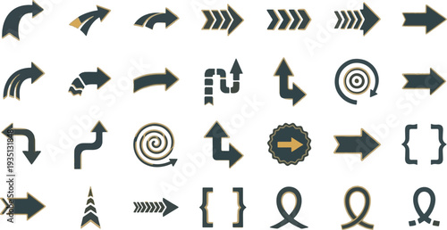 Premium black and gold arrow icons set with elegant directional design elements