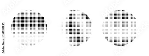 Set of abstract halftone dotted circles