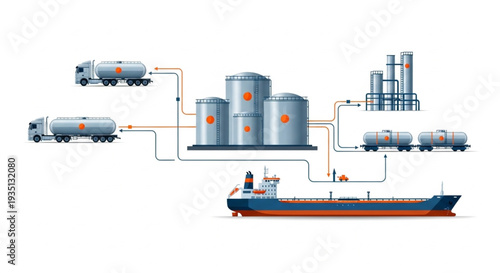 Oil Refinery Storage Tanks Transportation.