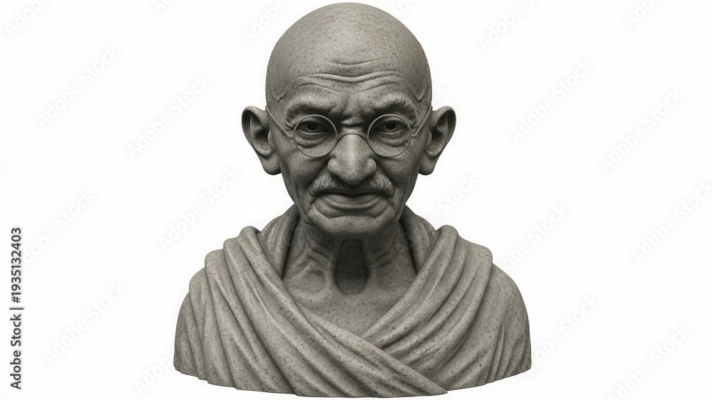 Fototapeta premium Sculpture of a historical figure, contemplative expression, demonstrating wisdom and peace