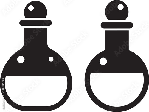 Silhouette potion bottles with stoppers and liquid inside