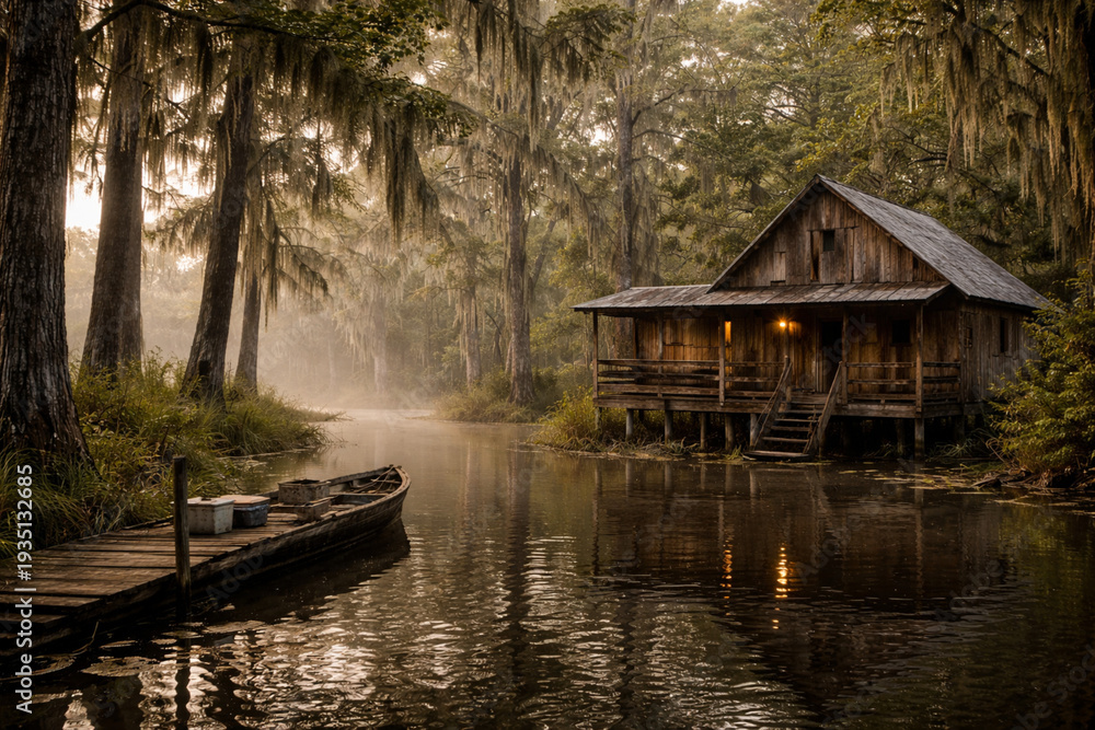 Fototapeta premium old wooden fishing shack