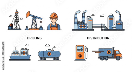 Oil Refinery Industry Process Stages.