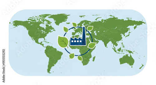 Oil Refinery on World Map.