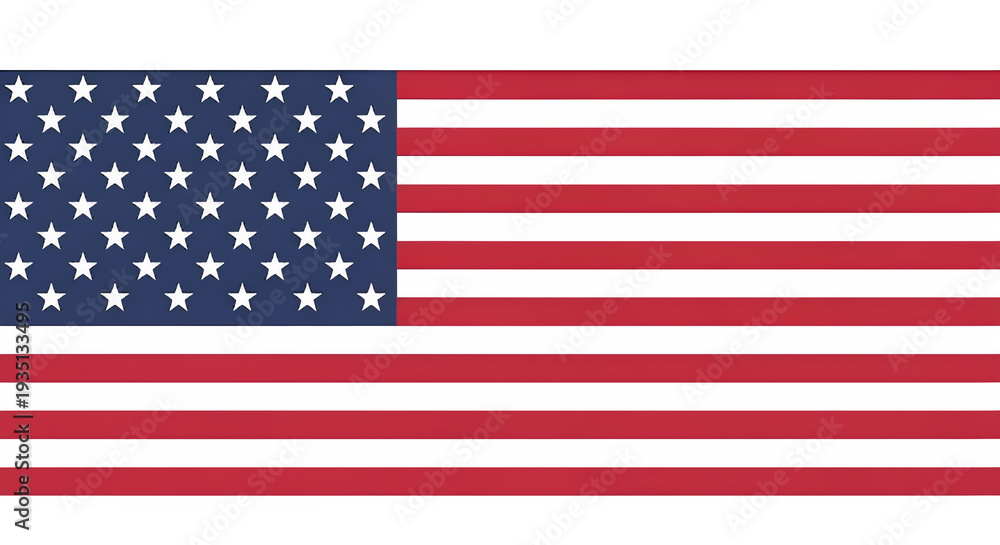 Obraz premium American flag with stars and stripes on white background.