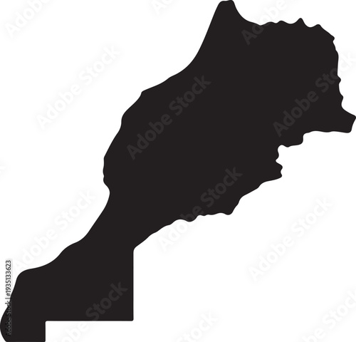 Isolated vector illustration of the black silhouette outline shape of the South Africa country map on a white background, representing the nation's geography and borders within the continent