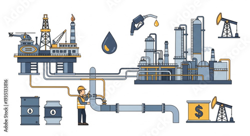 Oil Refinery Process and Production.