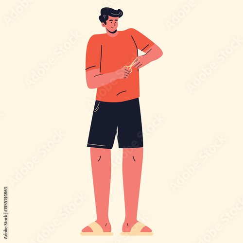 Illustration character of an Work Barber hair cutting