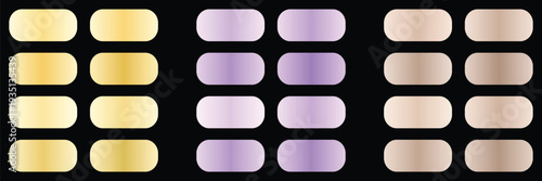 Buttercream Yellow, Pastel Orchid and Blush Beige Gradient UI Swatch Collection.