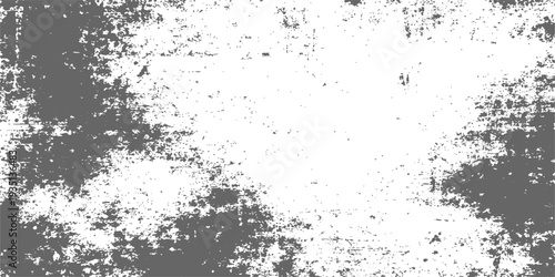 Abstract black and white grunge background featuring a dark ink splash texture with paint splat patterns and a dusty liquid spray design for an old dirty art illustration