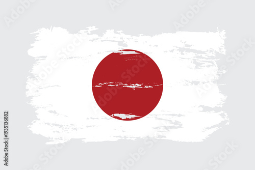 Japan flag painted with a brushstroke. Abstract concept. National flag in grunge style.