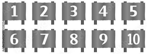 シンプルな看板風の数字アイコンセット