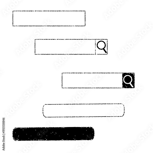 手書きのフレームと検索バー素材とセット