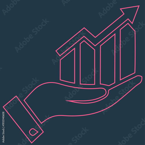 Growth logo in finance, economy, business, statistics