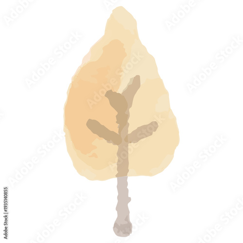 鮮やかに紅葉した木の水彩イラスト 幼稚園・保育園向け9月のやさしい挿絵シリーズ