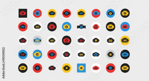 Collection of colorful car dashboard warning lights icons.