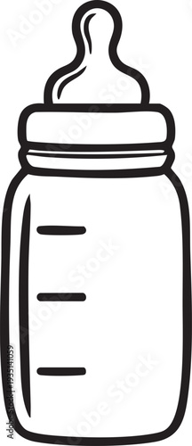 Black and white line of a baby bottle line black and white feeding bottle nursery
