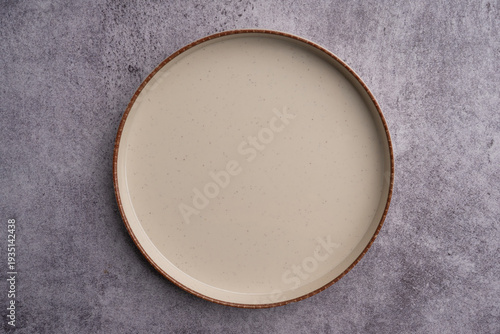 Beige Ceramic Dessert Plate Marble Background