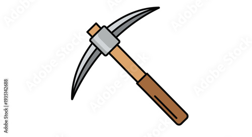 Illustration of a pickaxe a tool used for breaking rock and mining