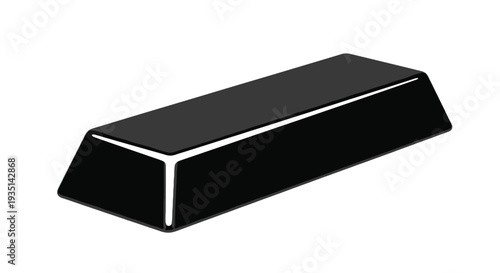 A simple isolated illustration of a black gold bar on a white background